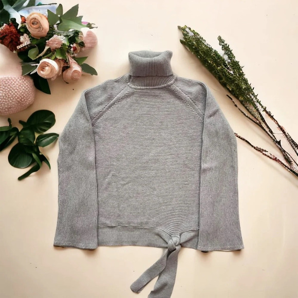 Simply Vera Vera Wang Women’s Side-Tie Ribbed Turtleneck Fall Winter Sweater - Picture 1 of 9